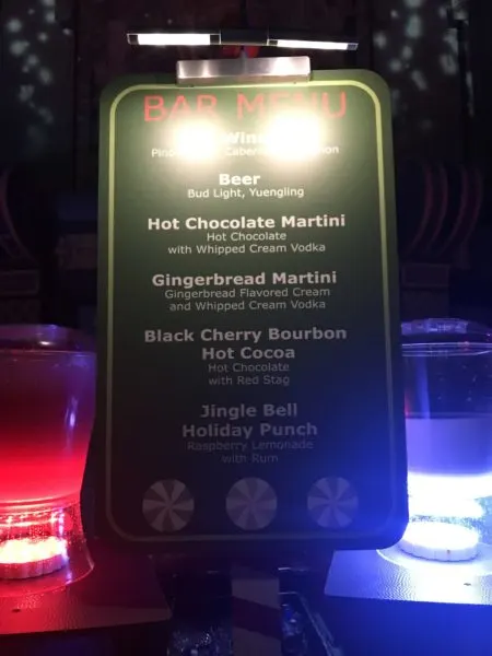 Jingle Bell Jingle BAM! bar menu