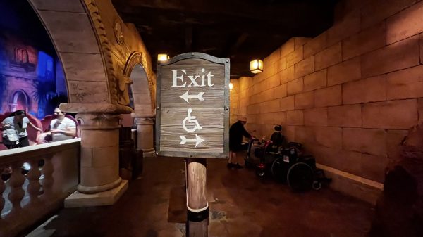 wheelchair and ecv parking in journey of the little mermaid queue