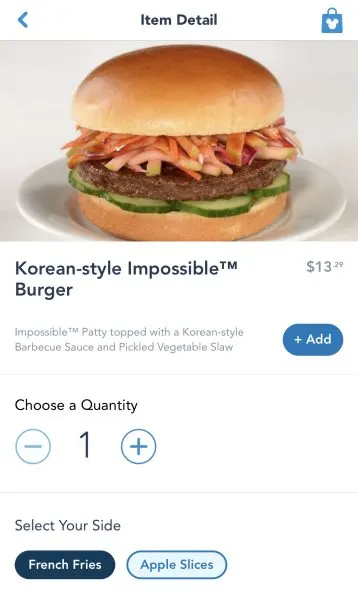 korean style impossible burger - mobile order - intermission food court
