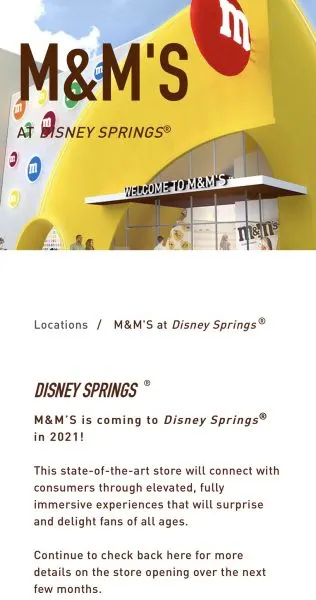 Disney Springs M&M's store delay