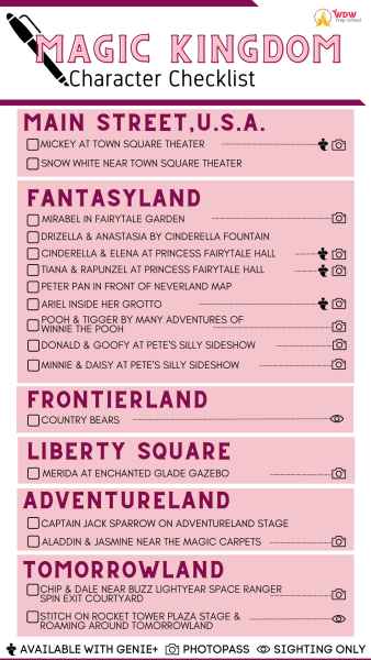 magic kingdom character checklist