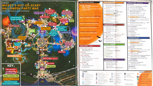 2022 mickey's not so scary halloween party characters map