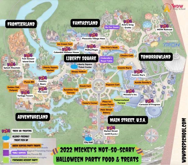 2022 mickeys not so scary halloween party treat map