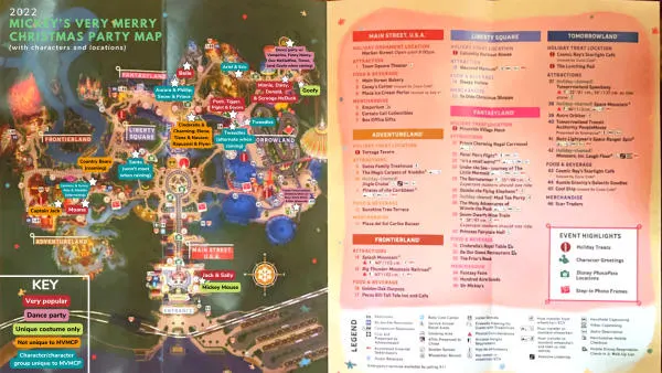 2022 mickey's very merry christmas party character map
