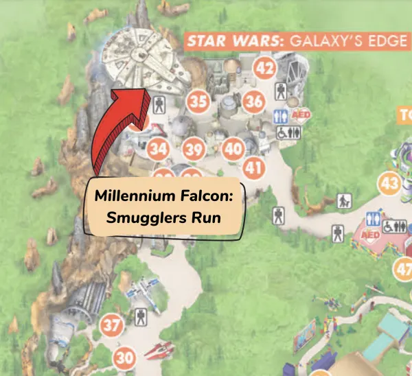 map location of millennium falcon smugglers run