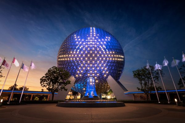 spaceship earth holiday light show 2022