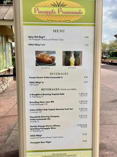 pineapple promenade menu