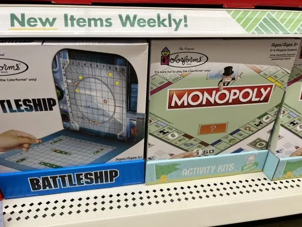 Battleship and Monopoly Colorform travel games