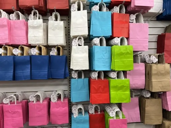 Assorted colored gift bags