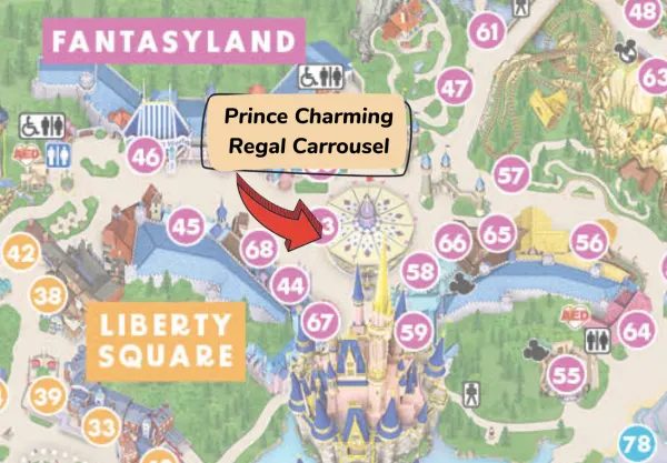 prince charming regal carrousel map location at magic kingdom