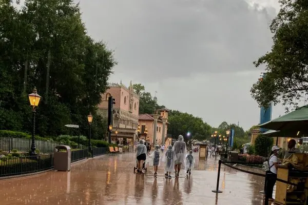 rain in the world showcase people walking
