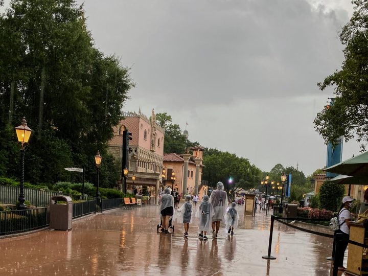 rain in the world showcase people walking