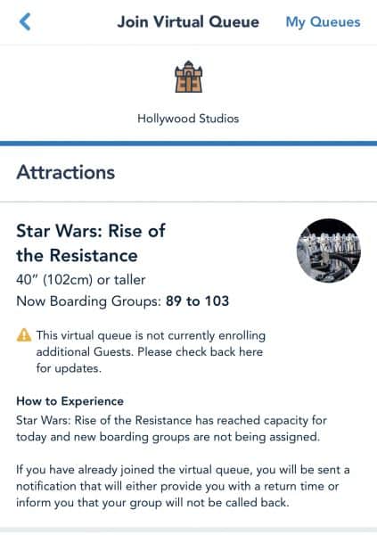 rise of the resistance virtual queue boarding groups