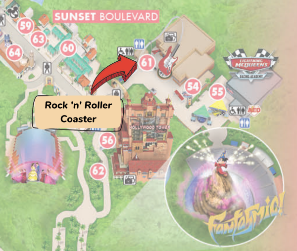 rock 'n' roller coaster location on hollywood studios map