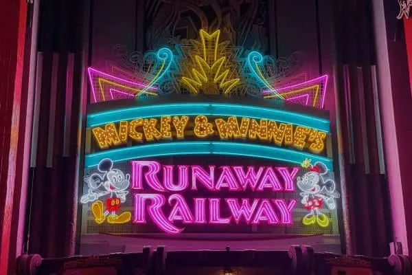 mickey and minnie's runaway railway sign