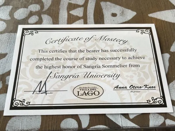 sangria university certificate of mastery