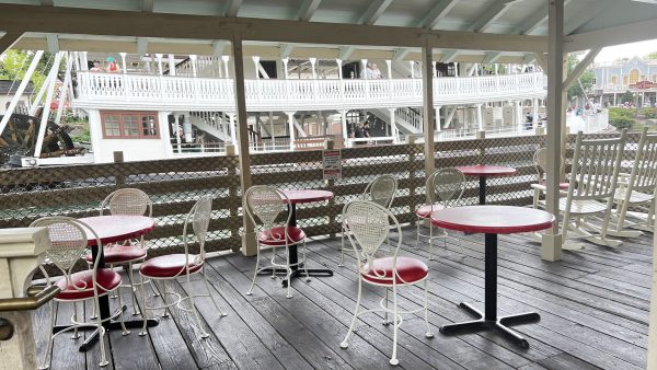 aunt polly's seating area and the liberty square riverboat
