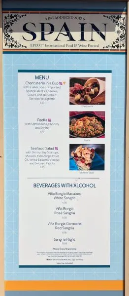 spain menu - epcot food and wine festival 2023