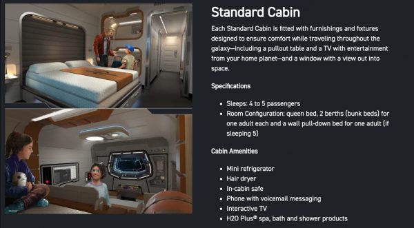standard cabin - galactic starcruiser