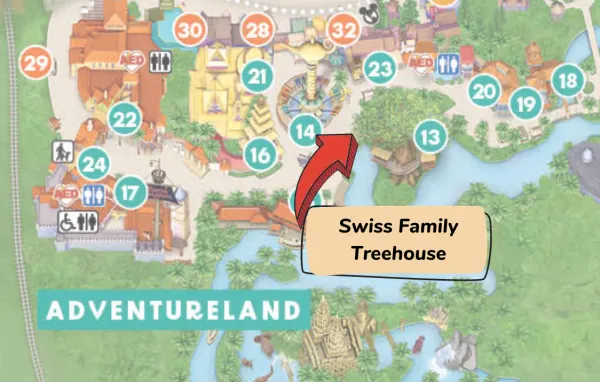 location of swiss family treehouse at magic kingdom