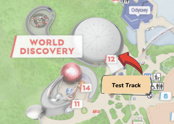 test track location on epcot map