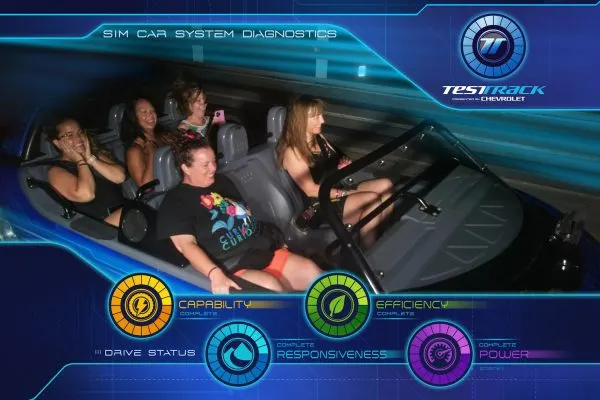 test track on ride photo at epcot after hours