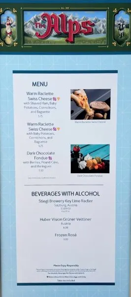 the alps menu - epcot food and wine 2023