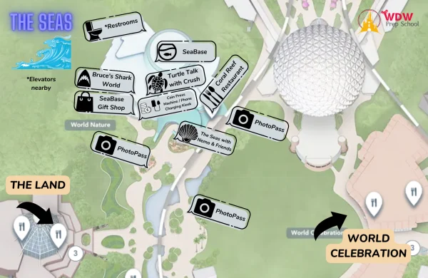 map of the seas pavilion at epcot