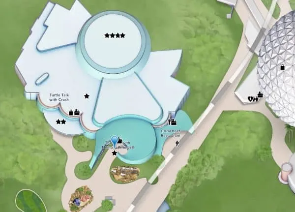 the seas pavilion location on the epcot map