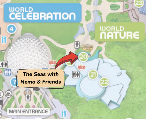 the seas with nemo and friends location on epcot map