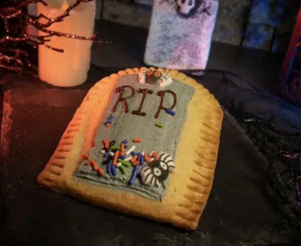 tombstone tart served at golden oak outpost for halloween