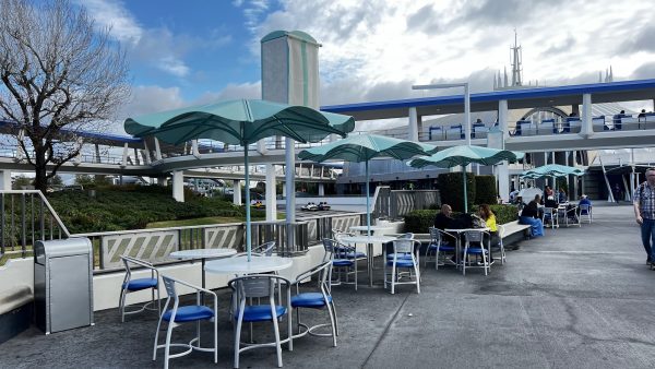 outdoor seating in tomorrowland