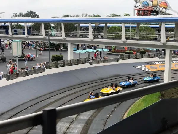 view of tomorrowland speedway from peoplemover