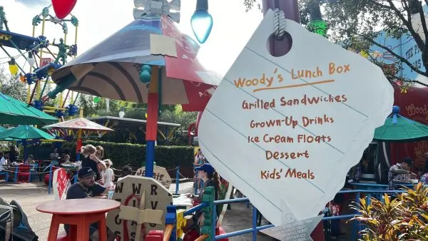 woody's lunch box tables toy story land