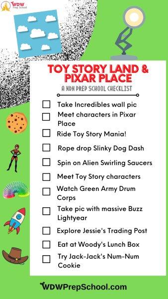 checklist for toy story land and pixar place at hollywood studios