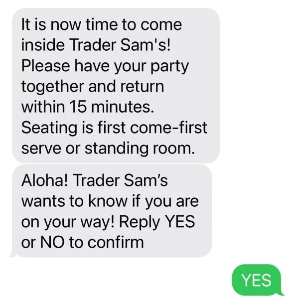trader sam's text table ready