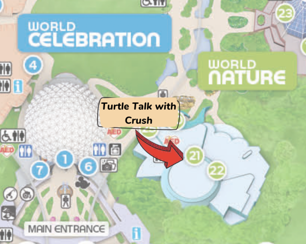 location of turtle talk with crush at epcot