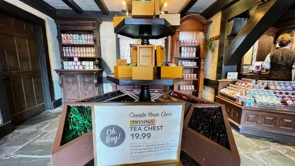 twinings tea chest souvenir at the tea caddy in epcot