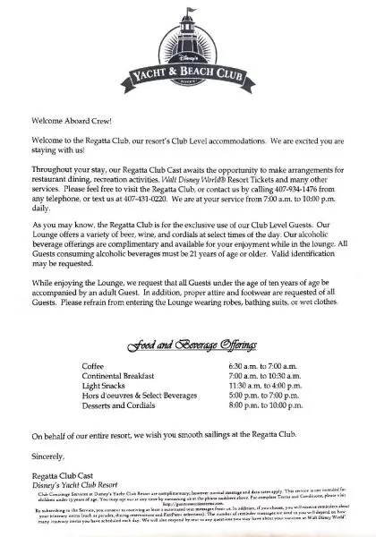 Club level welcome letter