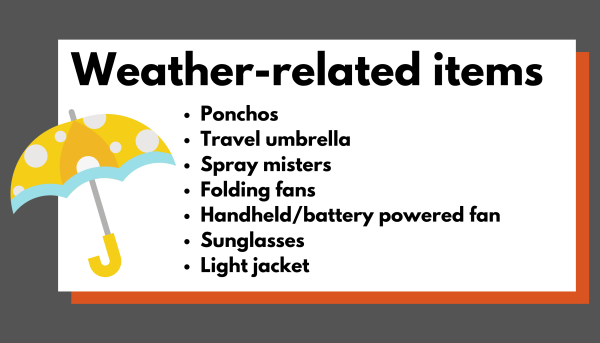 Park Bag weather related items
