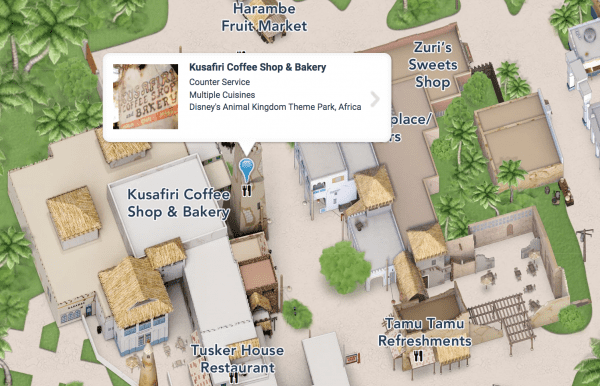 kusafiri coffee shop and bakery animal kingdom map