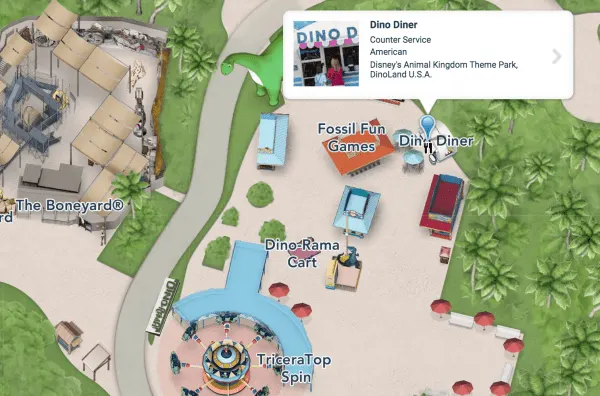 dino diner animal kingdom location map
