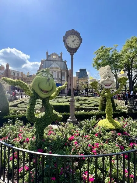 cogsworth and lumiere topiaries