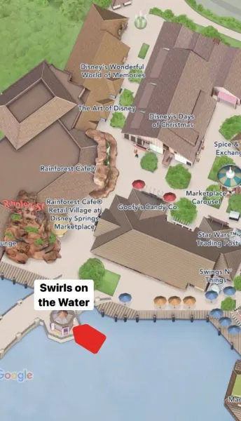 swirls on the water - disney springs map