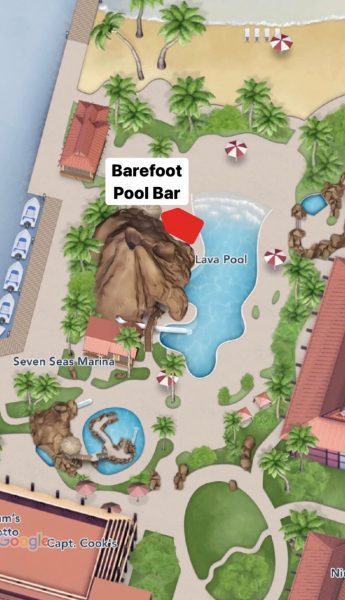barefoot pool bar - polynesian - map location