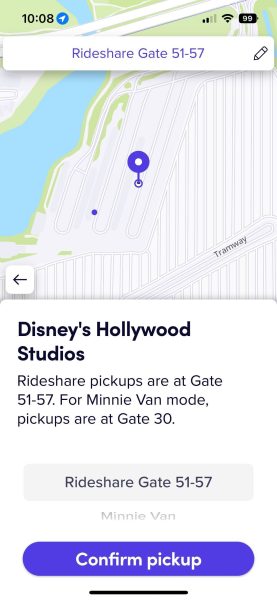 lyft screenshot showing pick up locations