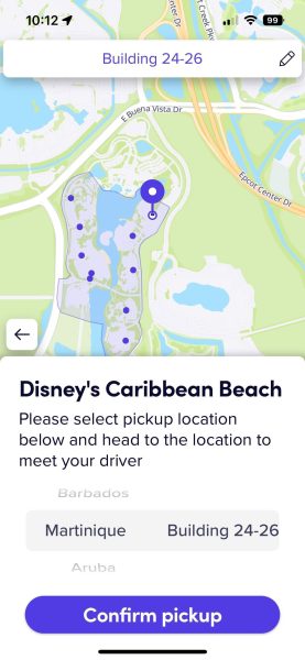 lyft screenshot of caribbean beach pick up locations