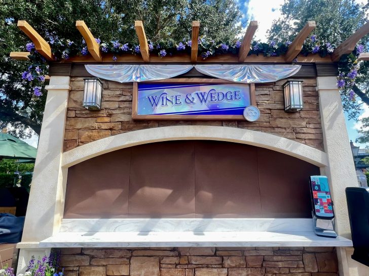 wine and wedge booth at epcot for disney100