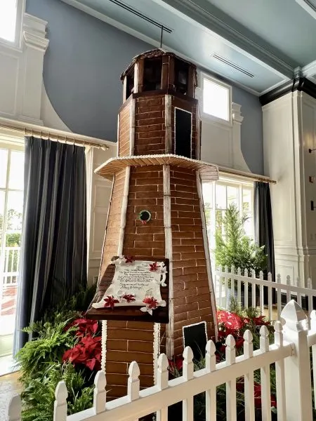 gingerbread lighthouse at yacht club